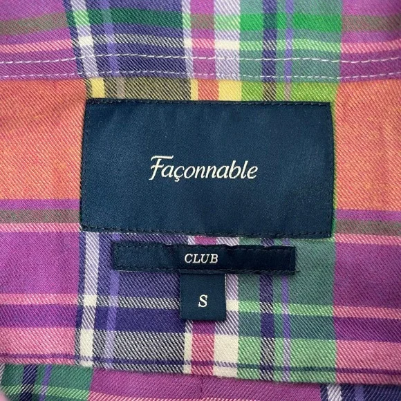 Faconnable Shirt Mens S Multicolor Plaid Long Sleeve Button Down Club Fit France - Picture 3 of 13
